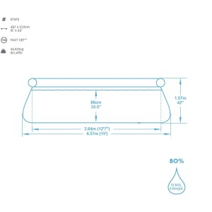 Technische Zeichnung Bestway Fast Set Pool Ø 457x107 cm: Maße, Füllstand, Gewicht.