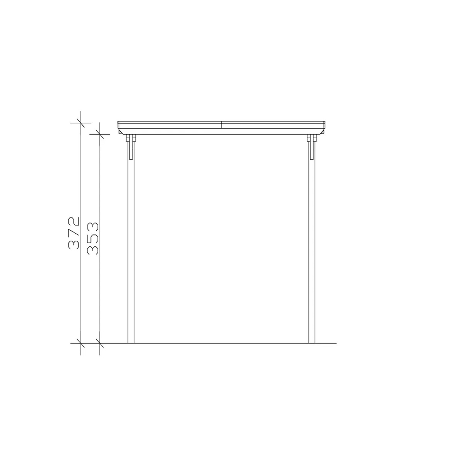 Technische Zeichnung: Skan Holz Einzelcarport Emsland, Maße und Details.