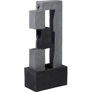 Moderner 3-Stufen Gartenbrunnen XL Kaskade mit LED und Pumpe in Steinoptik.