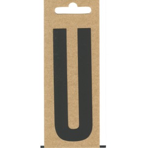 Schwarzer Folien-Buchstabe U, selbstklebend, 100 mm hoch, für Boote und Briefkästen.