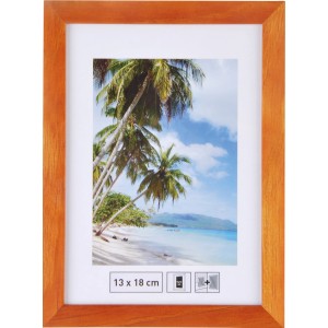 Holzbilderrahmen Erle, 13x18 cm, mit glatter Oberfläche und Aufsteller. Bilderrahmen für Fotos und Bilder.