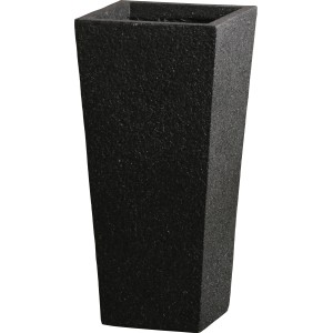 Anthrazitfarbene Pflanzsäule, 50,5 cm hoch, aus Fibreclay für den Außenbereich.