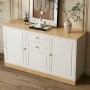 okwish Sideboard mit 3 Türen Doppelschubladen Wohnzimmer 135.5x76x39cm Weiß_3