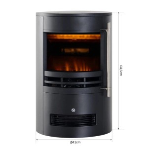Schwarzer zylindrischer HOMCOM Elektrokamin mit LED Flammeneffekt, Heizlüfter 900/2000W, 41x64,5cm.