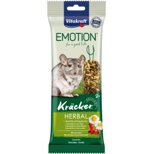 Vitakraft Emotion Kräcker für Chinchillas, 2 Stück, mit Kräutern, Kamille und Hagebutte.