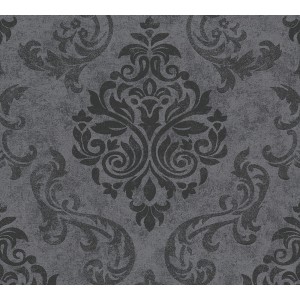 AS-Creation 3D-Panel Pop up Ornament in Schwarz-Grau mit floralem Muster für Wandgestaltung.