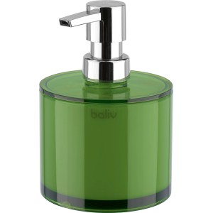 Grüner baliv Seifenspender aus Kunststoff mit glänzendem Chrom-Pumpspender.
