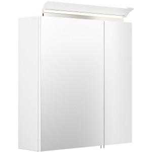 Posseik Spiegelschrank, 60 cm, weiß, mit Softclose-Türen und Aufsatzleuchte.
