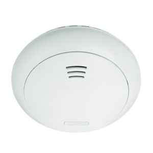 Weißer Abus Rauch- und Hitzewarnmelder Smartvest Pro für Alarmanlagen.