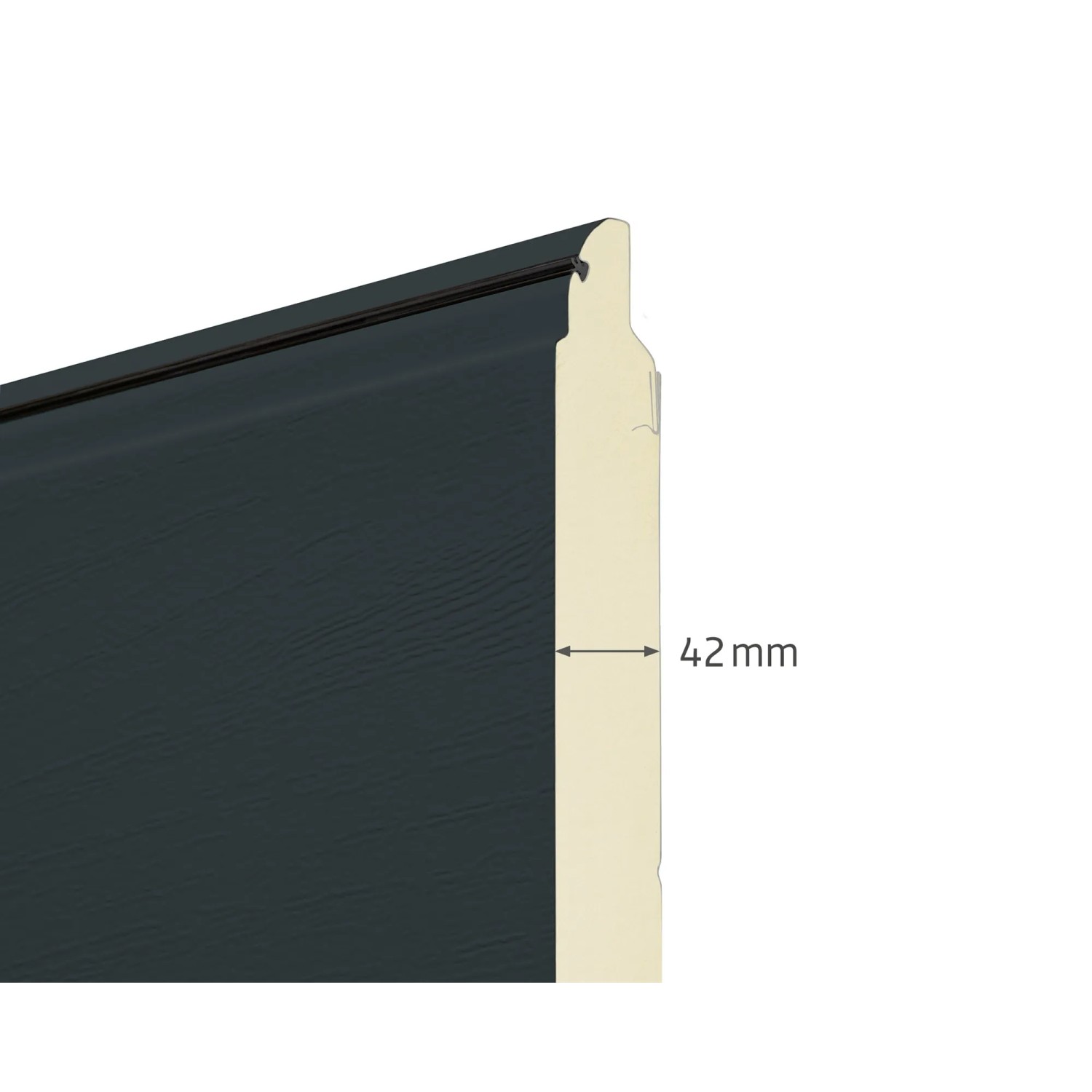 Detailansicht EcoStar Garagen-Sektionaltor, 42 mm Lamellenstärke, Anthrazitgrau.