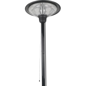 Schwarzer Heizstrahler Siparia, 1500 W, für Terrasse und Garten. Elektrisches Heizgerät mit Standfuß.