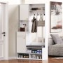 okwish Garderoben Set mit Sitzbank 4 Haken Türen Schubladen 100x180x35cm Weiß_3