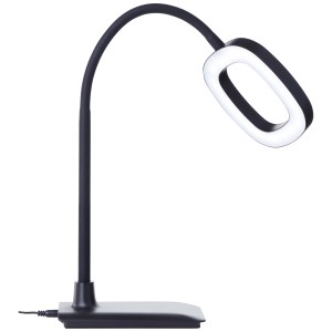 Schwarze LED-Schreibtischlampe Maskat mit flexiblem Arm, 43 cm hoch.