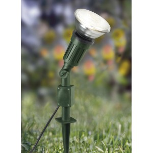 Grüner Gartenspot mit Erdspieß, 1-flammig, für Gartenbeleuchtung. Wetterfest und funktional.