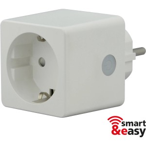 Weißer Smart & Easy WiFi Steckdosenadapter für programmierbares Schalten.
