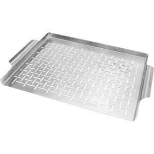Jamestown Grillplatte aus Edelstahl, 39,5x29cm, für fettarmes Grillen von Fleisch, Fisch und Gemüse.