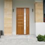 Splendoor Sicherheits-Haustür Berlin Prime RC2 Gold.Oak, 100x210 cm, mit Edelstahlgriff und Glaseinsatz.