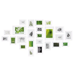 Bomoe Nature Bilderrahmen Set, 24-teilig, weiße MDF-Holzrahmen für Collagen und Fotos.