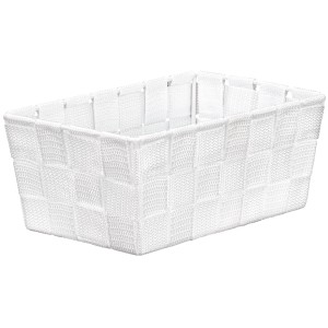 Weißer Aufbewahrungskorb Chico M von Kleine Wolke, geflochten aus Kunststoff.