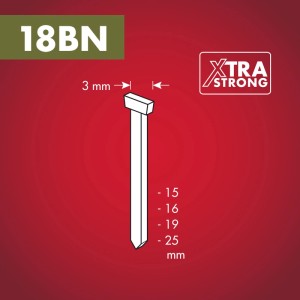 Abbildung eines Arrow Tackernagels 18BN, 19 mm, für Hand- und Elektrotacker.