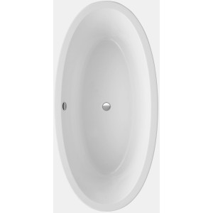 Freistehende Badewanne Latina, 190x94 cm, Weiß, ovale Form, Innenansicht.