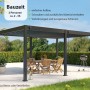 Weide Deluxe Pavillon Terrassenüberdachung Alu 3,6x5,3m anthrazit mit verstellbarem Lamellendach auf Terrasse.