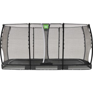 Schwarzes EXIT Allure Classic Bodentrampolin 244x427 cm mit Sicherheitsnetz.
