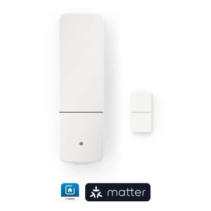 Weißer Bosch Smart Home Tür-/Fensterkontakt II +M Sensor und Magnet für Hausautomation. Matter-kompatibel, 3 Stück.