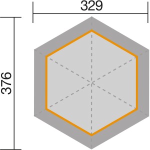 Grundriss Weka Pavillon 656 Sparset Gr.2, 399x461cm, Gartenlaube mit Maßen.