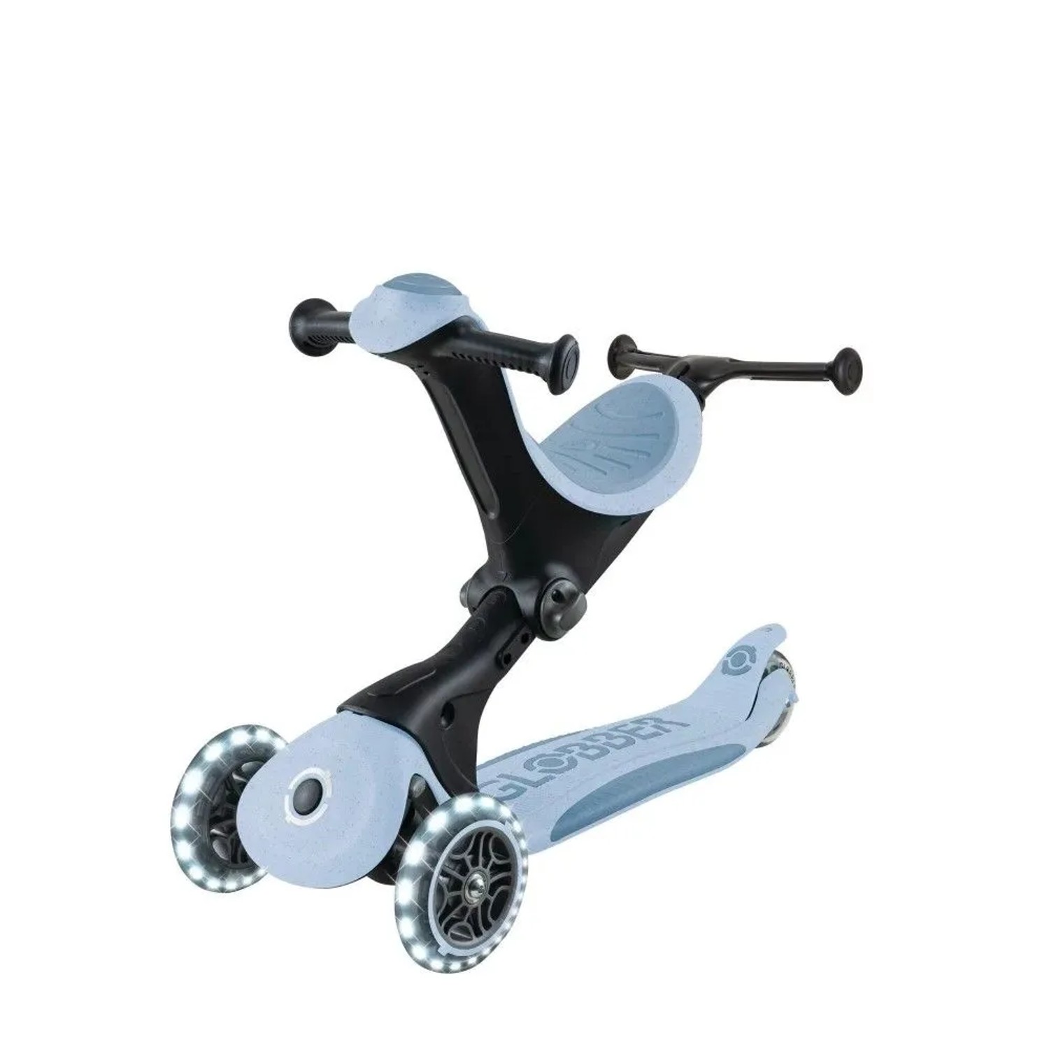 Globber Go-Up Deluxe Lights 360 3 in 1 Aufsitzrad Laufrad Scooter 120/80 mm 3-Rädrig Verstellbar Blaubeere_4