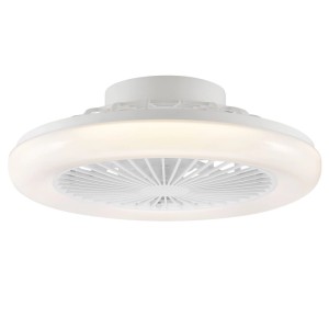 Weiße LED-Deckenleuchte Montero Ø 42cm mit Ventilator für Wohnräume, dimmbar.