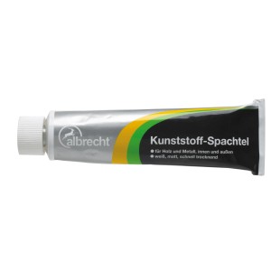 Tube Albrecht Kunststoff-Spachtel, weiße Spachtelmasse für Holz und Metall.
