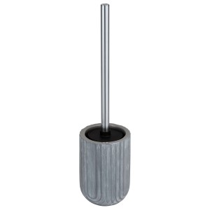 Wenko WC-Garnitur Iseo, hellgraue Keramik mit Edelstahlstiel, moderne Bad-Accessoires.