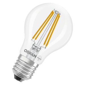Osram LED-Lampe E27 in Glühlampenform, 5,9W, 806 lm, warmweiß und klar.