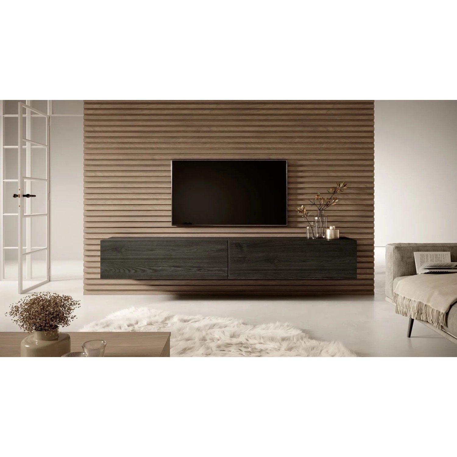 Selsey TV-Hängeboard Bisira 200 cm Holzoptik Esche Schwarzgrau_7
