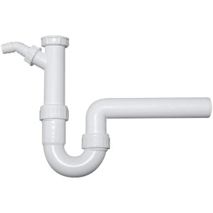 Viega Küchen-Siphon, 38 mm, aus weißem Kunststoff mit Winkel-Schlauchverschraubung.