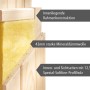 Detailaufnahme Karibu Sauna Wandaufbau: Rahmen, Dämmwolle, Profilholz. Massivholzsauna Element.