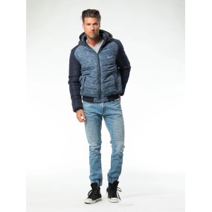 Herren Bomberjacke Marine, Größe M, mit Kapuze und Reißverschluss. Arbeitskleidung für den Winter.