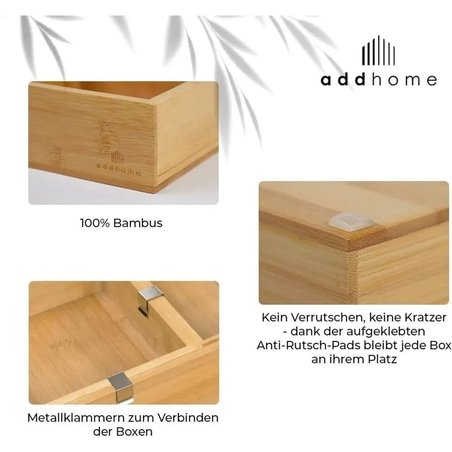 addhome 6er Set Bambus Schubladen Organizer Individuelle Boxen inkl. Pads  kaufen bei OBI