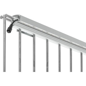 LyghtUp LED-Zaunbeleuchtung Set, 5 silberne Leisten an Gitterzaun. Außenbeleuchtung für Garten.