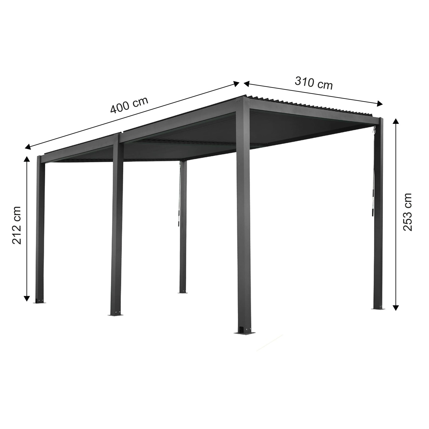Floraworld Pergola mit Lamellendach, anthrazitfarbene Terrassenüberdachung, 400x310 cm.
