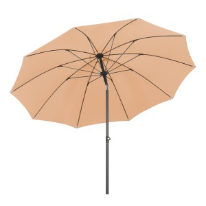 Schneider Balkonschirm Ø 270 cm Apricot mit Knickfunktion, von unten fotografiert.
