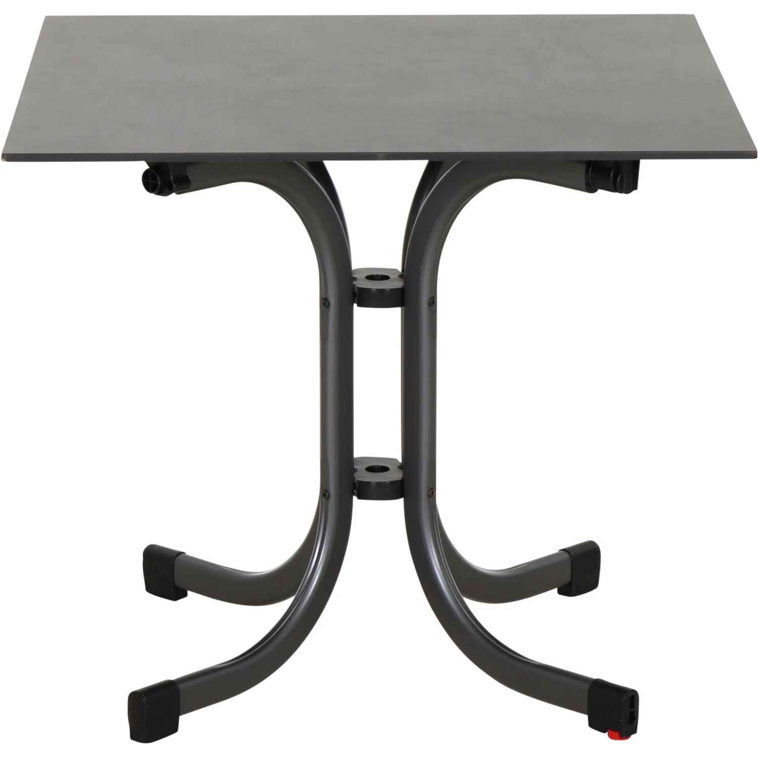 Quadratischer, anthrazitfarbener Siena Garden Klapptisch Sola, 80x80 cm, ideal für Balkon und Garten.