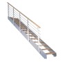 Treppe Kos 10 Stufen Eiche Rustik Geölt 107 cm Design-Geländer Grau FSC®