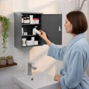Relaxdays Medizinschrank Eisen Grau Abschließbar 36 x 31 x 10 cm 2,3 kg