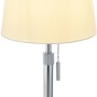 Trio Tischleuchte Lyon, Nickel matt mit Stoffschirm, moderne Design-Tischlampe.