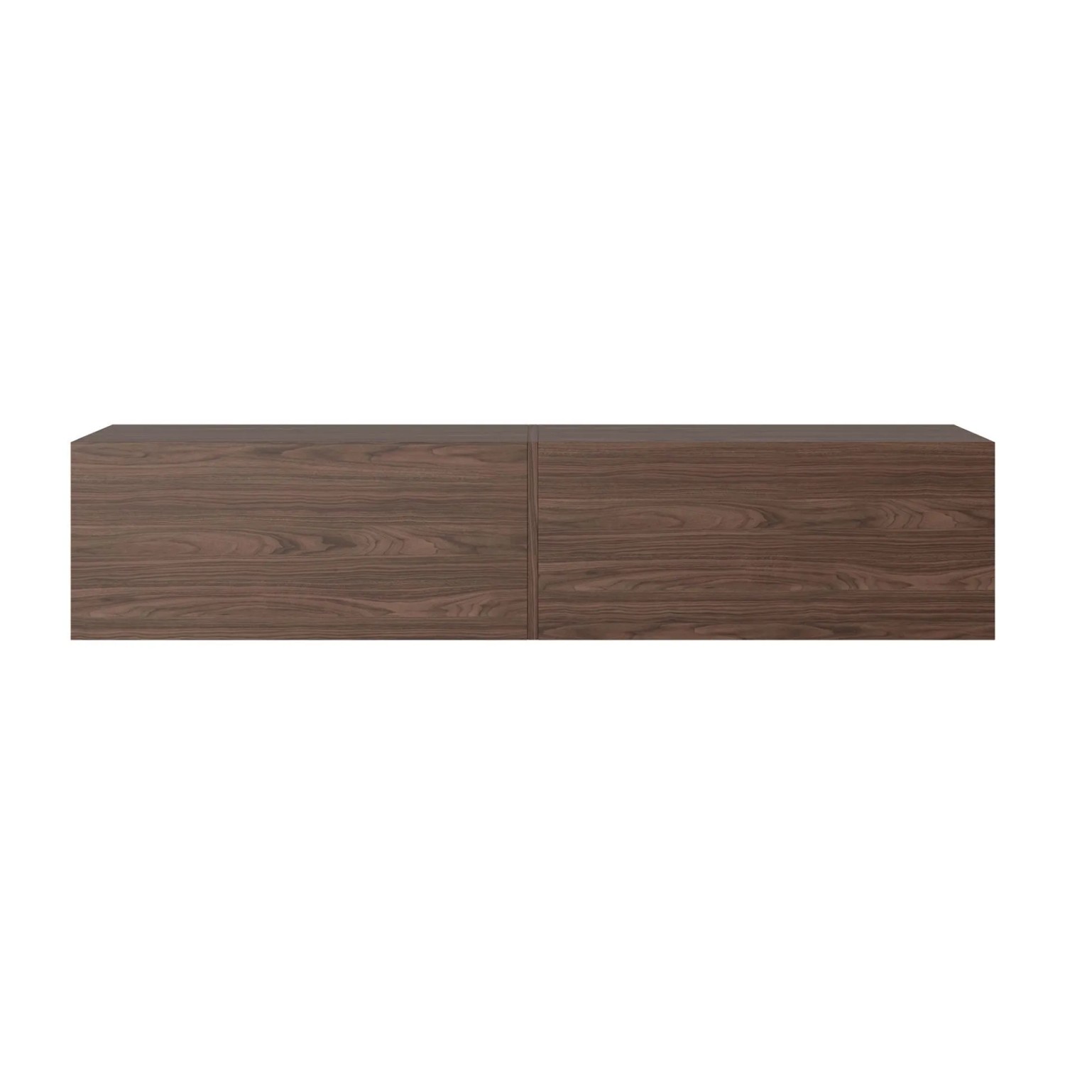 Selsey TV-Hängeboard Bisira 140 cm in dunkler Nussbaum-Holzoptik. Modernes, griffloses TV-Möbel mit zwei Klapptüren.