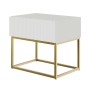 Selsey Nachttisch Veldio Rillenfront Goldfarbenes Gestell Weiß 50 cm