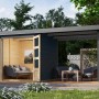 Karibu Gartenhaus Ernesto C mit Anbaudach in Anthrazit/Grau, 208,5x209x213 cm.