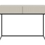 Selsey Veldio Schminktisch 110 cm, Greige mit geriffelter Lamellenfront, 2 Schubladen, schwarzen Metallbeinen.